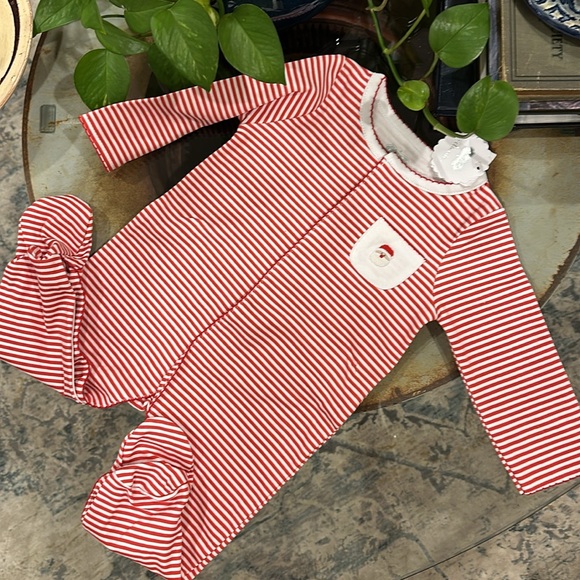 Santa Baby Onesie sleeper Christmas French knot cotton - Picture 7 of 12
